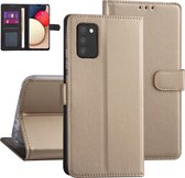 Goud hoesje voor de Samsung Galaxy A02s - Booktype - Pasjeshouder - Magneetsluiting