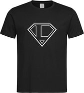 Zwart t-Shirt met letter L “ Superman “ Logo print Wit Size XXXL