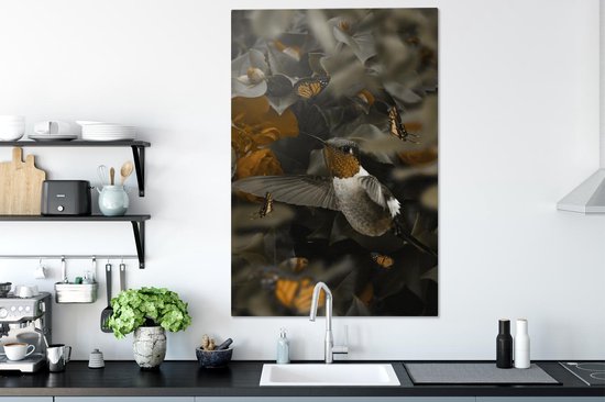 Peintures sur toile Vogel - Colibri - Or - 80x120 cm - Décoration murale