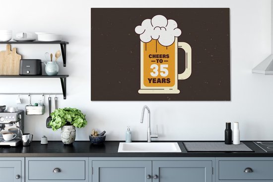 Toile Peinture Anniversaire - Cadeau Anniversaire - 35 Ans - 140x90 cm - Décoration murale