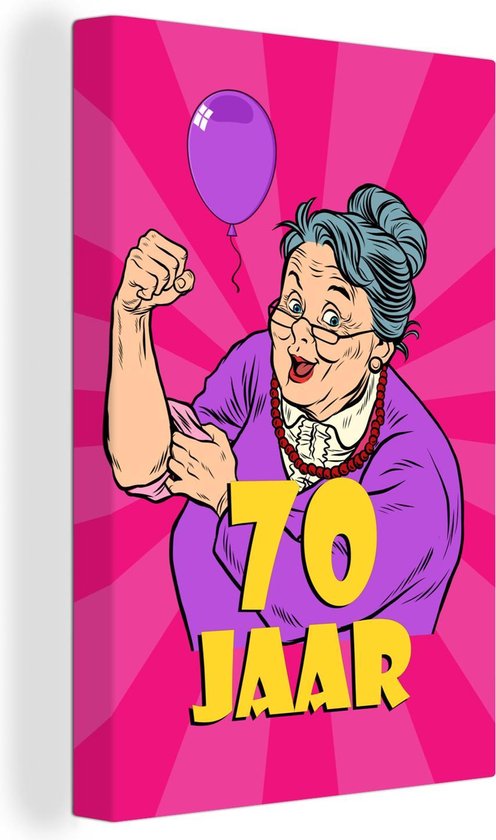 Toile Peinture Femme - 70 Ans Anniversaire - Anniversaire - 20x30 cm - Décoration murale