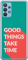 Samsung Galaxy A32 Telefoonhoesje - Transparant Siliconenhoesje - Flexibel - Met Quote - Good Things - Donkergroen