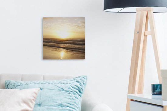 Toile Peinture Soleil - Mer - Plage - 20x20 cm - Décoration murale