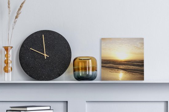 Toile Peinture Soleil - Mer - Plage - 20x20 cm - Décoration murale