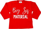 Shirt grote zus-leuke bekendmaking zwangerschap-big sis material-rood-Maat 104