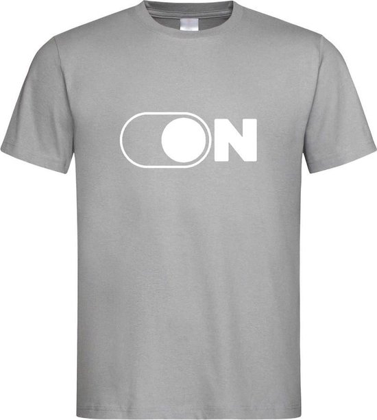 Grijs T-Shirt met “ On Button “ print Wit  Size XS