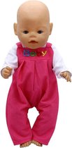 Dolldreams | Roze boxpakje met wit shirt geschikt voor pop 40 -45 cm zoals Baby Born - Poppenkleertjes meisje