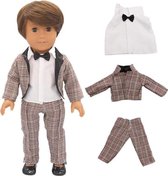 Dolldreams | Poppenkleding set voor jongens pop - Pak met blouse, vlinderstrikje en lakschoenen - Bruidegom kostuum