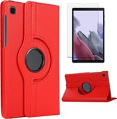 Case2go - Tablet hoes geschikt voor Samsung Galaxy Tab A7 Lite - Draaibare Book Case Cover + Screenprotector - 8.7 inch - Rood