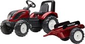 Falk Valtra S4 traptractor met aanhanger en geluid in donkerrood