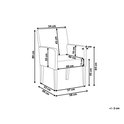 Dessin schématique d'une chaise de salle à manger gris foncé avec dimensions, hauteur d'assise 45cm.