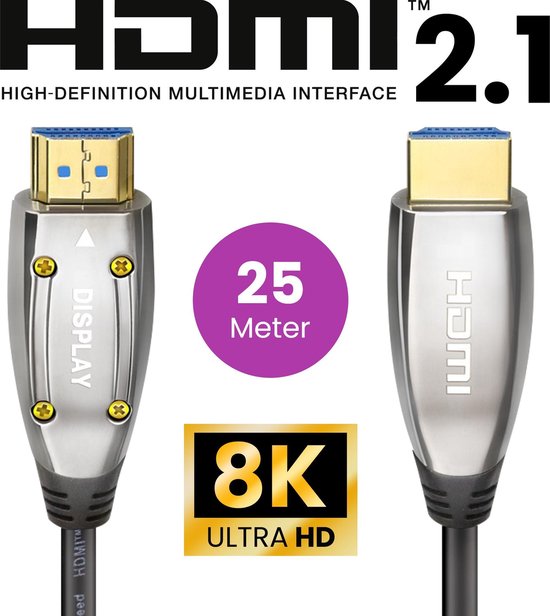 Aanhankelijk Koningin Twee graden HDMI 2.1 Ultra High Speed Kabel AOC – Glasvezel – Gold Plated – 25 Meter |  bol.com