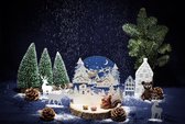 2 x 3D Pop up kerstkaart met Kerstmis scène incl.enveloppen en 8 feestelijke sluitzegels