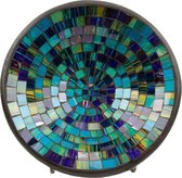Schaal mozaiek donkerBlauw/Groen L - Aardewerk- Glas - 28x28x7 cm - Blauw, Groen - India - Sarana - Fairtrade
