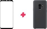 Zwart siliconen hoesje + screenprotector voor Samsung Galaxy S9