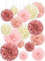 16 stuks papieren decoratie - trekbloem - feestdecoratie
