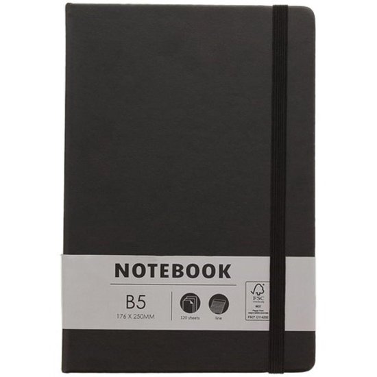 Notitieboek B5 Notebook Zwart 120 pagina's Gelinieerd