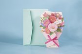3D Bedankkaart  een bosje bloemen felicitatie verjaardag uitnodiging