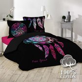 Dekbedovertrek Hotel kwaliteit Zwart Indiaanse model 200x200 3 delig