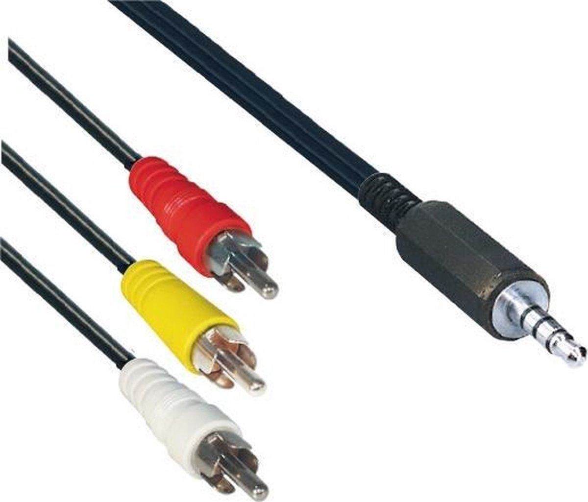 Composiet audio video kabel 1,2 meter / 3,5mm mini Jack 4 polig - 3 x Cinch (Tulp)
