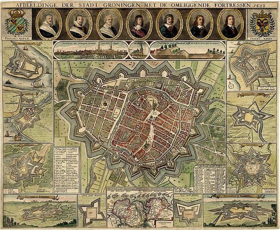 De kleine Haubois. De stad Groningen 1652. Stadskaart 50.  70 x 50 cm