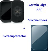Siliconenhoes + Screenprotector geschikt voor Garmin Edge 530 - Zwart - Inclusief Screenprotector