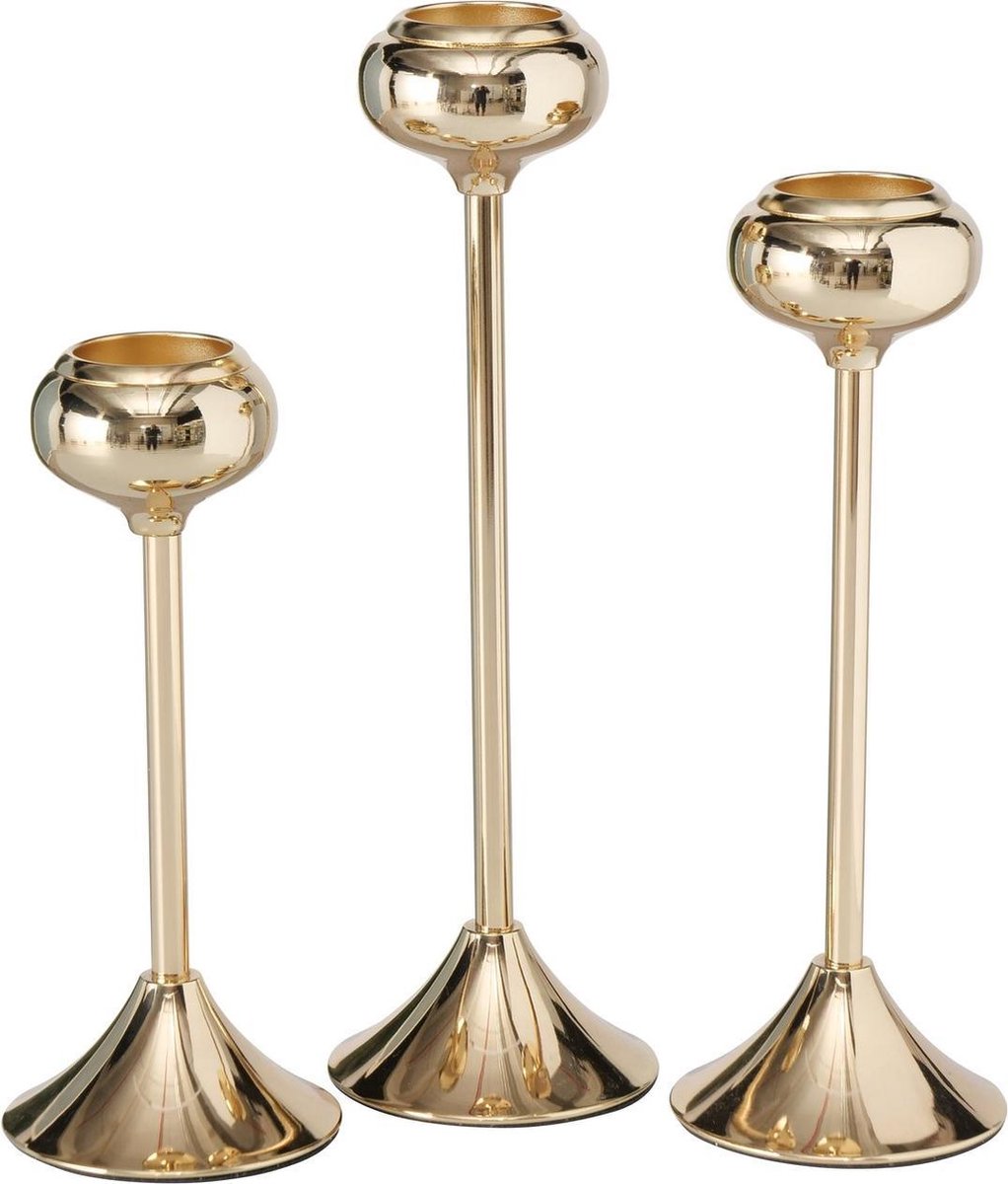 Boltze Kandelaar - 3 set - 37cm - Metaal - Ø 11 cm - Goud