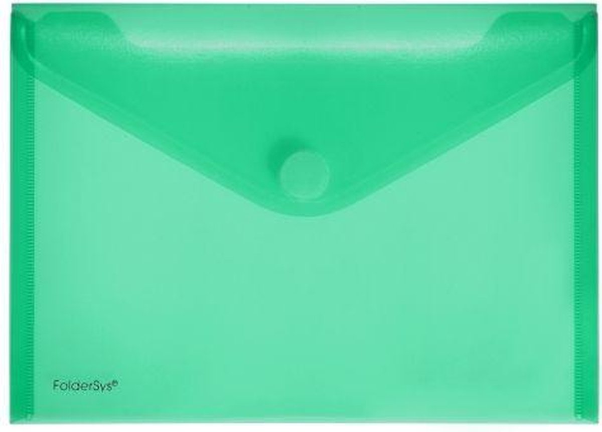 Foldersys enveloptas A5 liggend PP groen met klittenbandsluiting