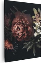 Artaza Canvas Schilderij Bloemen Op Een Zwart Achtergrond - 80x100 - Groot - Foto Op Canvas - Canvas Print