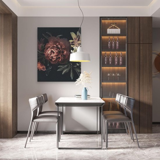 Artaza - Peinture sur toile - Fleurs sur fond Zwart - 80 x 100 - Groot - Photo sur toile - Impression sur toile