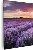 Artaza Canvas Schilderij Bloemenveld Met Paarse Lavendel - Bloemen - 80x100 - Groot - Foto Op Canvas - Canvas Print