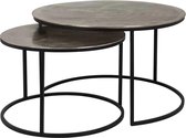 Grijze salontafel met zwart metalen onderstel (2-delige set) (r-000SP32015)
