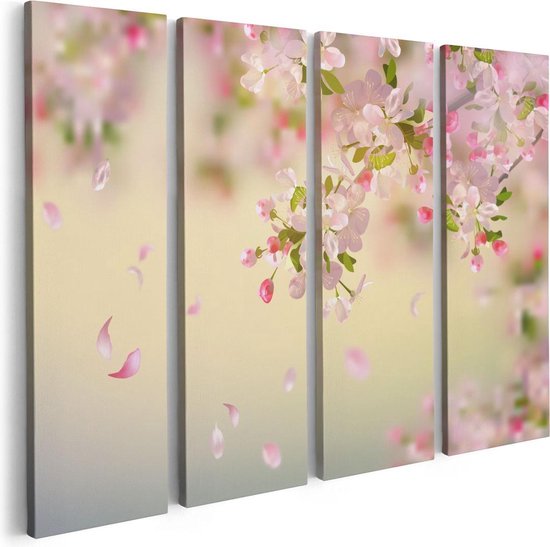 Artaza - Quadriptyque de peinture sur toile - Fleur de pommier - Fleurs - 80x60 - Photo sur toile - Impression sur toile