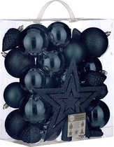 House of Seasons Onbreekbare Kerstballen van Plastic - 40 Stuks - Donkerblauw