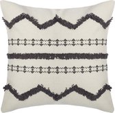 Kussensloop 40x40 ETHNIK TUFTE fransjes Beige Grijs