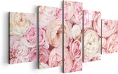 Artaza Canvas Schilderij Vijfluik Witte Roze Rozen Boeket - Bloemen - 100x50 - Foto Op Canvas - Canvas Print