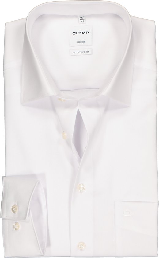 OLYMP Luxor comfort fit overhemd - wit - Strijkvrij - Boordmaat: