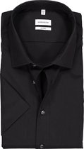 Seidensticker shaped fit overhemd - korte mouw - zwart - Strijkvrij - Boordmaat: 41
