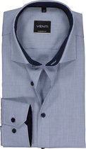 VENTI modern fit overhemd - blauw dessin structuur (contrast) - Strijkvrij - Boordmaat: 41