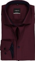 VENTI modern fit overhemd - bordeaux met blauw structuur (contrast) - Strijkvrij - Boordmaat: 43