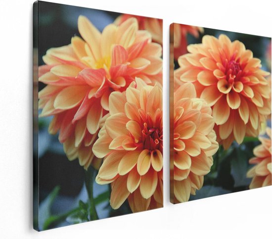Artaza - Canvas Schilderij - Oranje Dahlia Bloemen  - Foto Op Canvas - Canvas Print