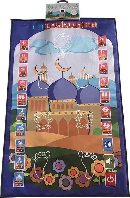 Smart Worship-gebedsmat voor kinderen -Islamitische Educatief Interactieve-blauw 110*70cm