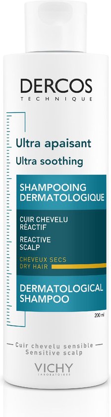 Vichy Dercos Ultra Kalmerende Dermatologische Shampoo, 200ml, voor droog haar.