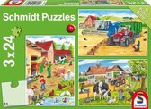 3-in-1 puzzel Op de boerderij junior karton groen