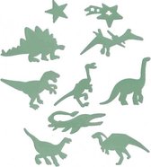 muurstickers Dino glow-in-the-dark 9 cm groen 24-stuks