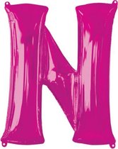 folieballon letter N 60 x 81 cm roze