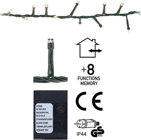 Aperçu détaillé de micro-LED blanc extra chaud pour sapin de Noël, 8 fonctions.