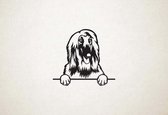 Afghaanse windhond - Afghan Hound - hond met pootjes - M - 60x66cm - Zwart - wanddecoratie