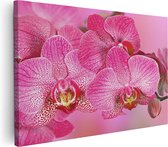 Artaza Canvas Schilderij Roze Orchidee Bloemen - 60x40 - Foto Op Canvas - Canvas Print