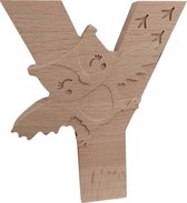 Coffelli - Woodland houten letter Y met bosdiertje – uiltje